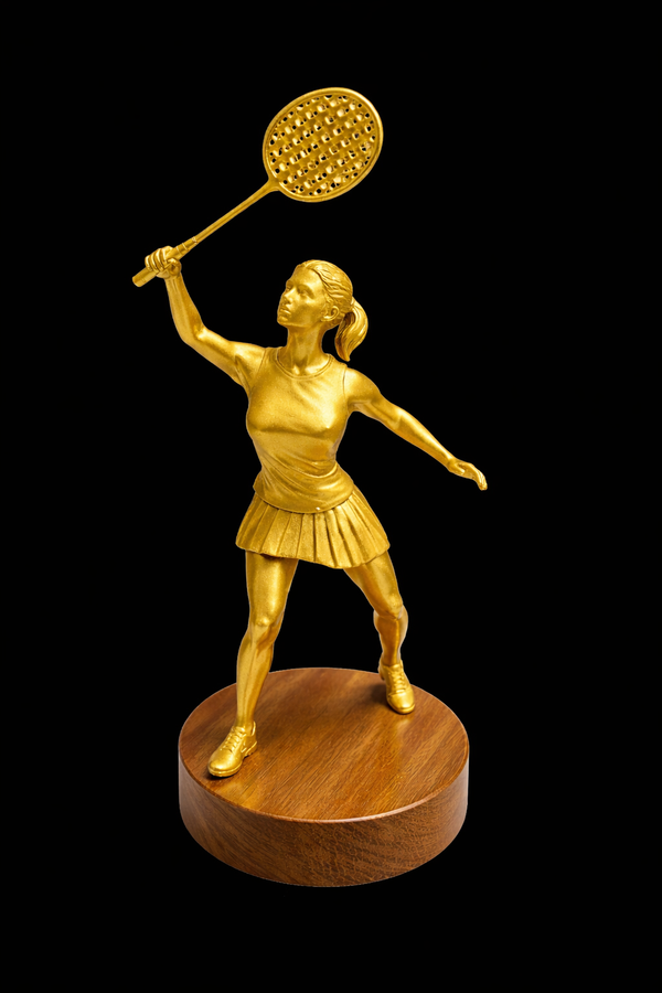 3D PRINTED BADMINTON GIRL WITH TEAK WOOD BASE